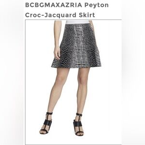 BCBG Skirt Flare Peyton Black White Snakeskin Sz xxs
